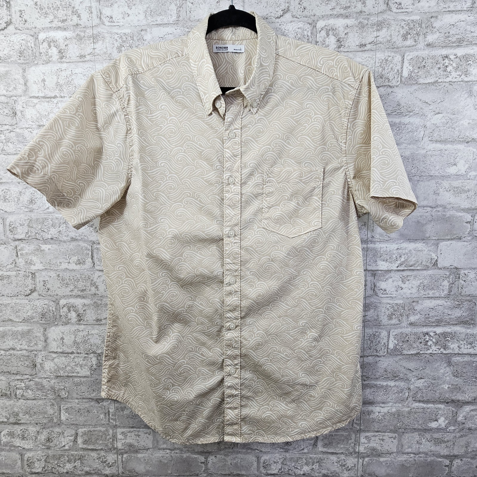 Sonoma Short-Sleeve Button-Up Cotton Shirt Men's Size Large