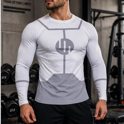 Invincible Gym Shirt Long Sleeve, Muscle Fit Workout Top, Athletic Rash Guard