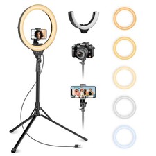 14'' Selfie Ring Light with 62'' Tripod Stand and Phone Holder, Dimmable LED ...
