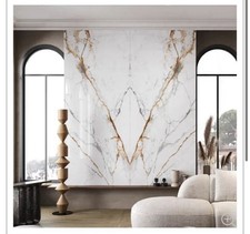 Gold Marble Bookmatch Porcelain Tile Slab 120x280 cm