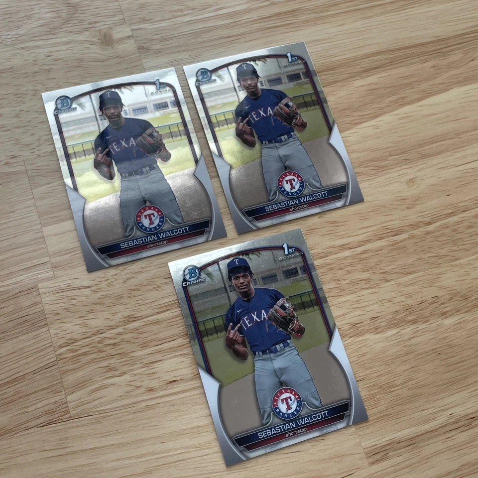 2023 Bowman Chrome Prospects #BCP-189 SEBASTIAN WALCOTT 1st Rangers 3 - Image 2 of 2