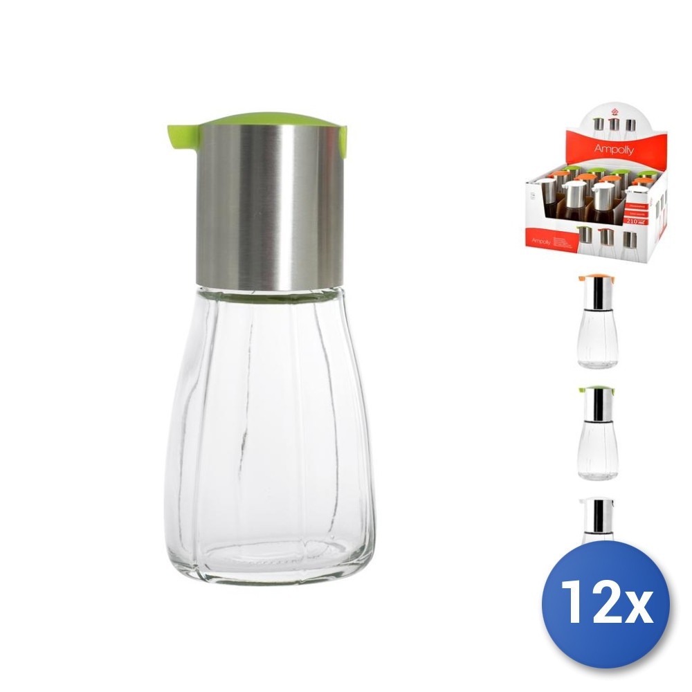12x Glass Oil Bottle Colored Cap 210ml Home
