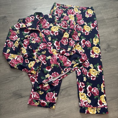 Bed Head Floral Pajama Set Womens size XL Long Sleeve button up top & bottoms
