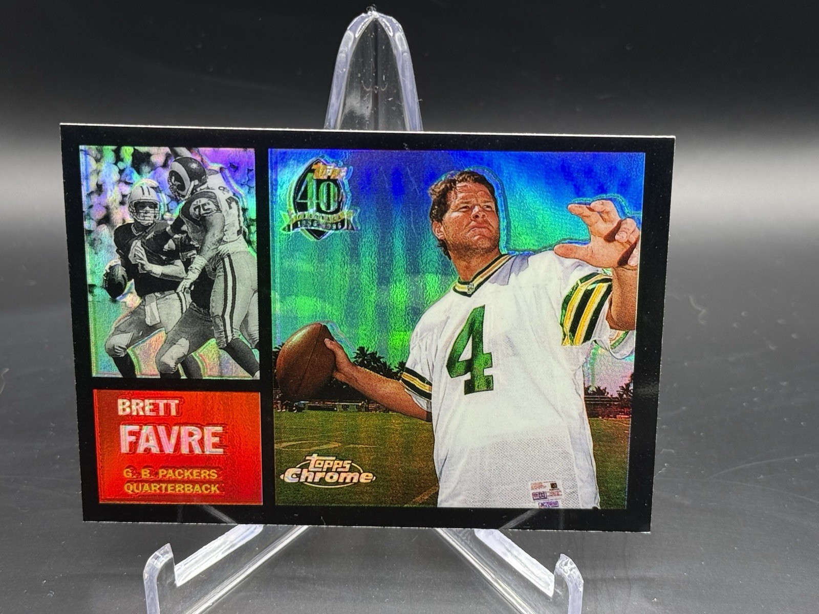 1996 Topps Chrome 40th Anniversary Retro Brett Favre #7 Refractor Packers HOF