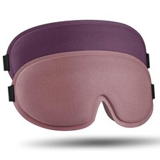 2 Pack Sleep Mask for Side Sleeper, Complete Light Blocking 3D Pink purple