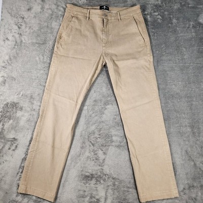 7 For All Mankind Men's 34 Tan Luxe Performance Straight Chino Pants Sateen 7FAM