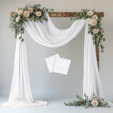 Wedding Arch Draping Fabric 2 Panels 28.7" x 20FT White Sheer Chiffon Backdrop D