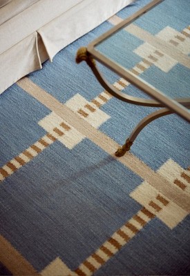 Antique Blue Checkered Kilim Rug, Handwoven Geometric Area Rug, Modern  Carpet,