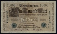 1910 Germany 1000 Mark 4 consecutive serial numbers green seal