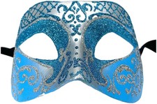 Settecento Brill Silver Sky Blue Venetian Italian Made Masquerade Womens Mask