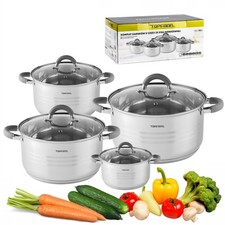 8 Teilig Edelstahl Induktion Topfset Topf Tö...