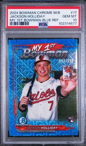 Jackson Holliday, Rookie #/150 Blue Mojo, 2024 Bowman Chrome Mega #17, PSA 10