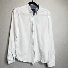 White Dot Flip Cuff LS Light Academia Button Down Shirt Size Medium