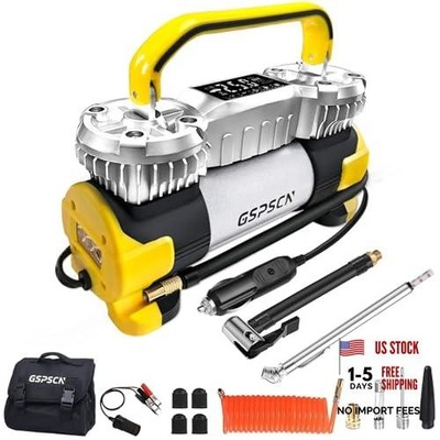Digital Tire Inflator 12V Heavy Duty Metal Portable Air Compressor | 6X Yellow