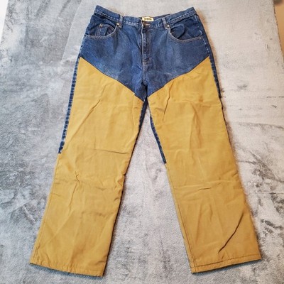 Vintage SafTbak Flannel Lined Brush Pants Mens 38x30 Blue Denim Hunting