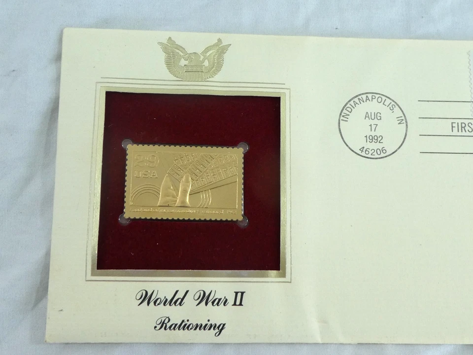 Vtg United States Postal Service First Day Of Issue WWII Rationing 1992 Envelope - Image 3 of 4