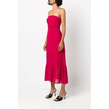 Reformation Arta Dress Strapless Midi Dress Rhubarb Red 0