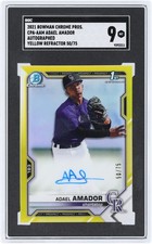 Adael Amador Rockies Signed 2021 Bowman Chrome Prospect CPA-AAM 50/75 SGC 9 Card