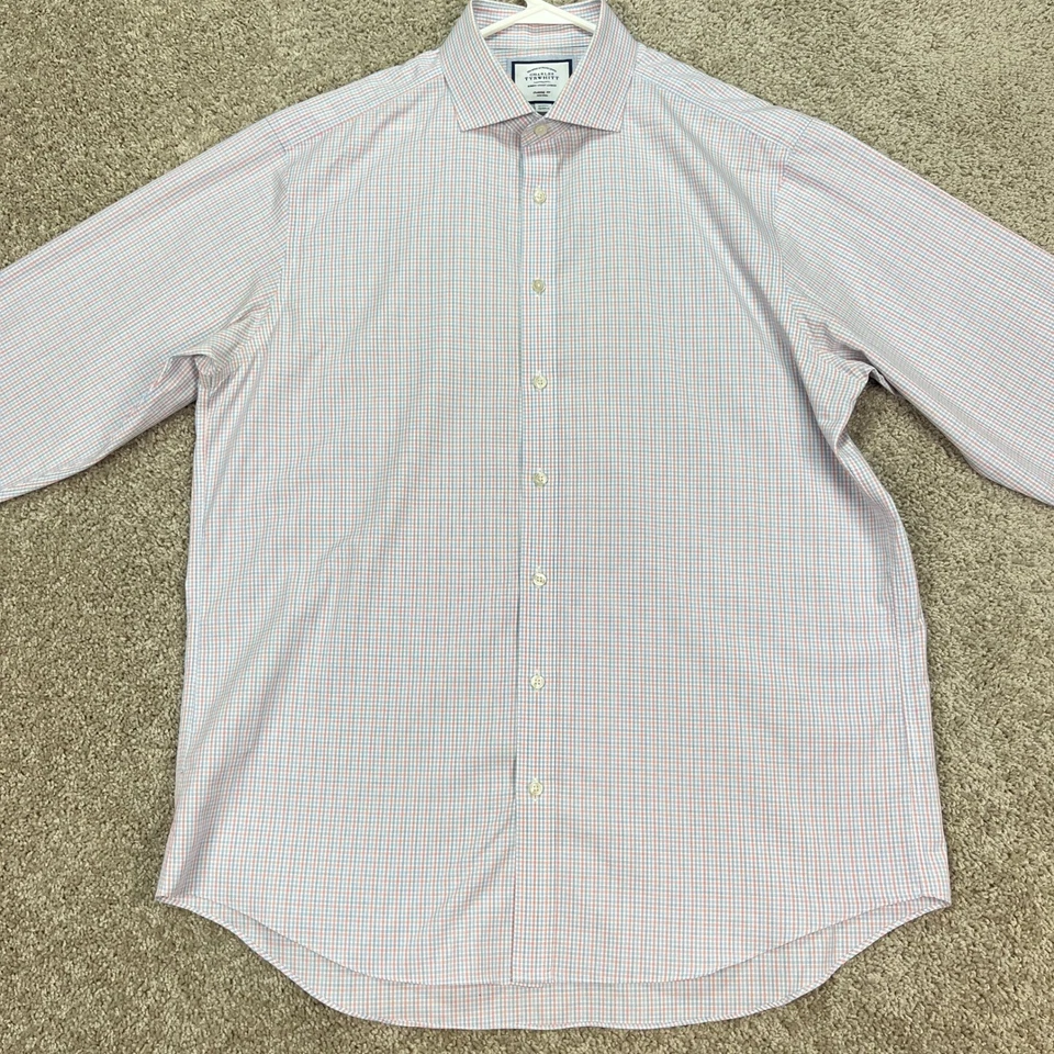 Camisa Charles Tyrwhitt Para Hombres 17 35 Roja Azul Cuadros Ajuste Clásico Sin Plancha Foto 2 de 4