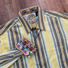 Robert Graham Mens Large Long Sleeve Shirt Classic Fit Button Up Flip Cuff