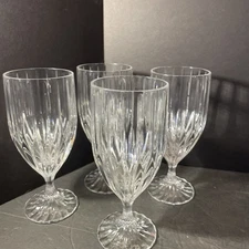 4 pc Mikasa Park Lane Crystal Ice Tea Water Glasses Goblets 12 Oz