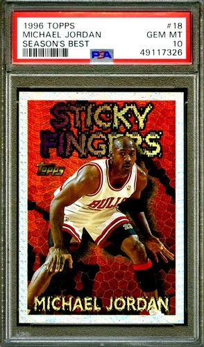 1996 Michael Jordan Topps Sticky Fingers PSA 10 RARE Seasons Best Pristine #18