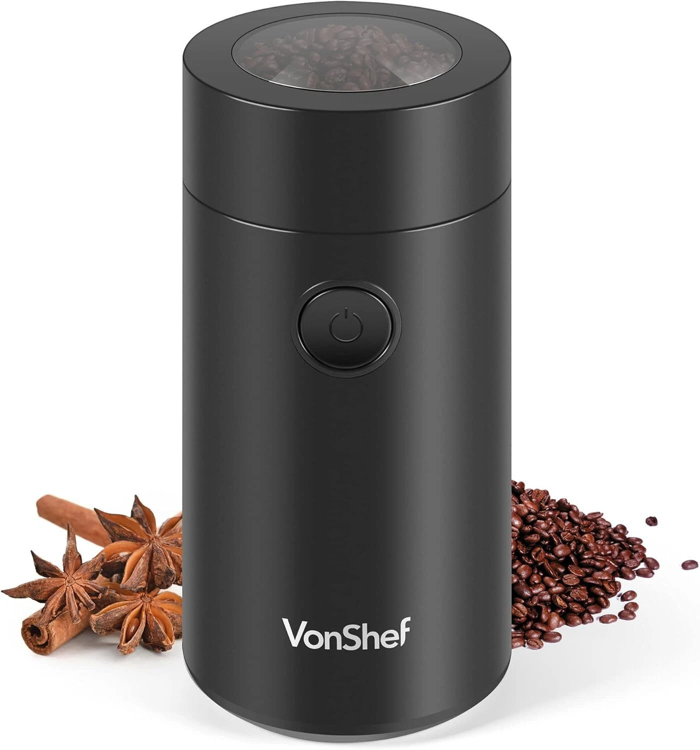 VonShef Electric Coffee & Spice Grinder – 150W, 60g Capacity, Stainless Steel Bl