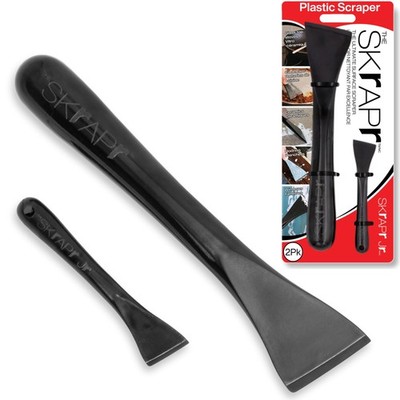 Plastic Scraper Tool, 2 Pack, Non-Scratch, 1.7 Inch Wide Blade, Long Ergonomi...