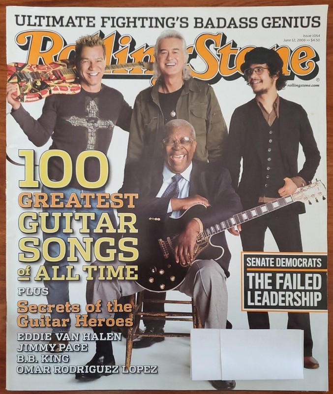 ROLLING STONE 12 JUNE 2008 ISSUE - 100 GREATEST GUITAR SONGS COVER - PAGE, EVH