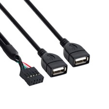 USA Dual USB 2.0 Female Adapter to 10 Pin Motherboard Female Header Cable 0.5m