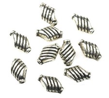 50 Antique Silver Plated Swirl Diamond Metal Beads 10MM