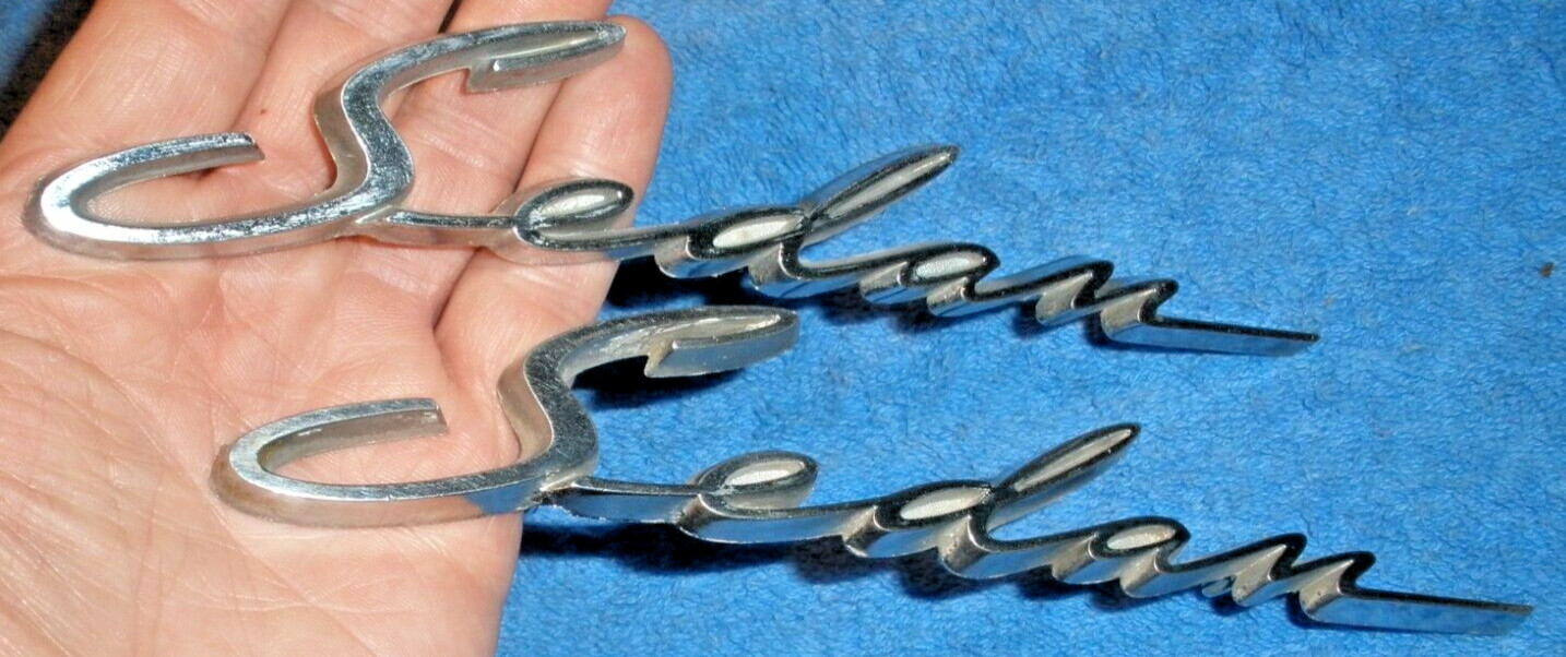 PAIR FORD SEDAN EMBLEM SCRIPTS COUPE FENDER 1930S 1940S 1950S HOT ROD SLED RARE