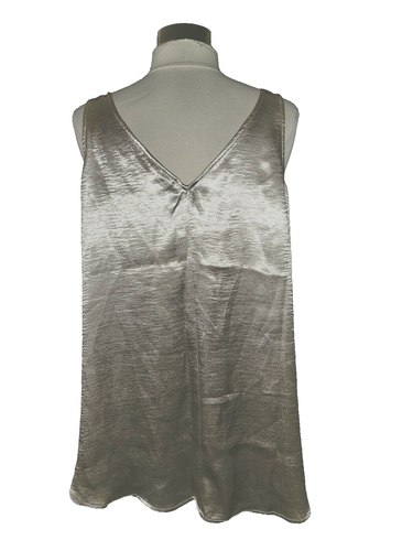 NEW LANE BRYANT Plus Size 1X 16W Tank Top Shirt Beige Shiny Sleeveless - Picture 2 of 4