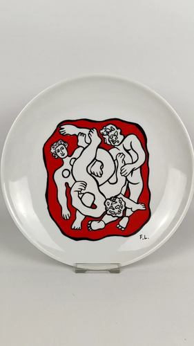 Plate Fernand Léger Acrobats - Porcelain France S.E.A.L 24cm Red Rare - Video 1 of 1