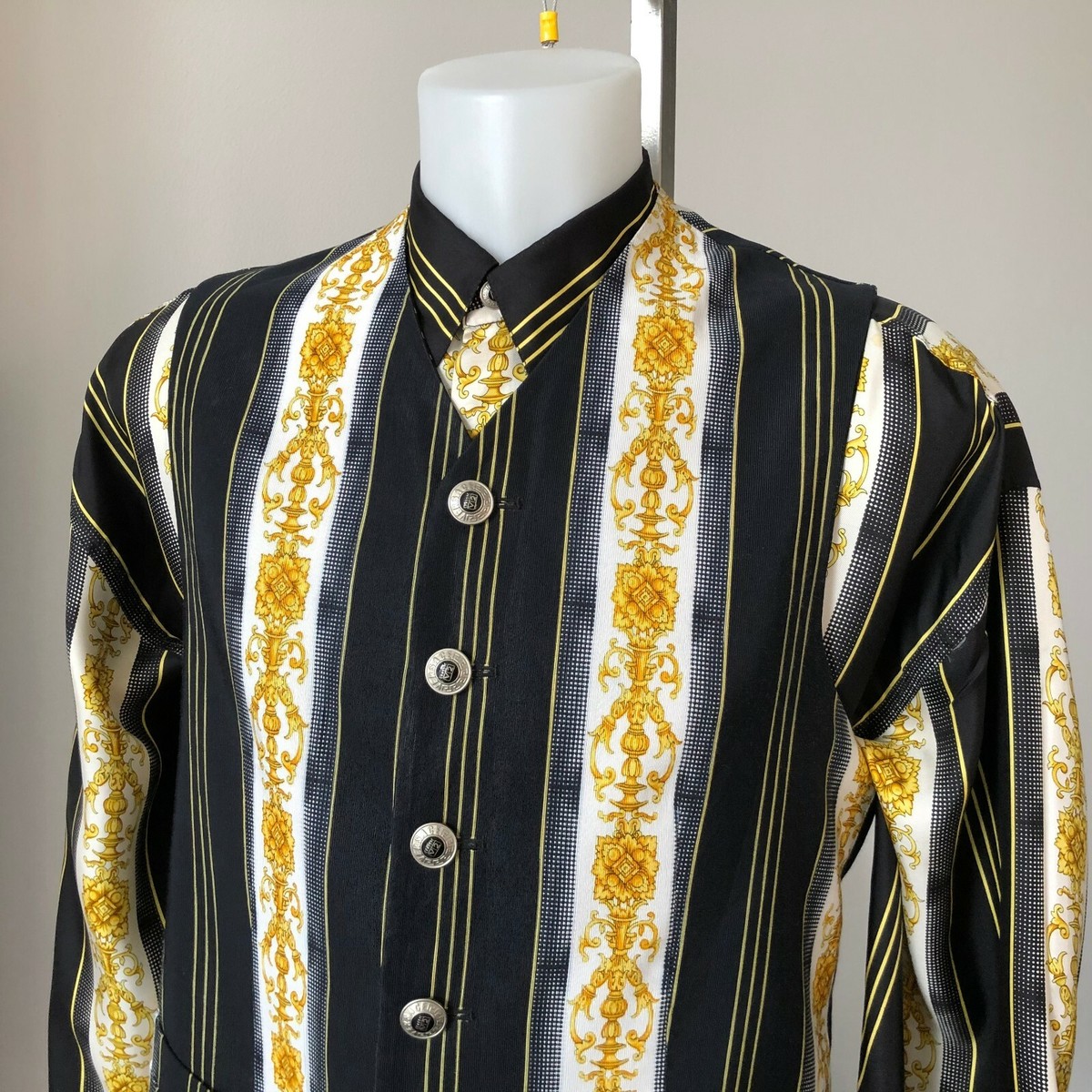 VERSACE CLASSIC V2 black cotton vest Barocco print Medusa VERSACE CLASSIC V2 black cotton vest Barocco print Medusa