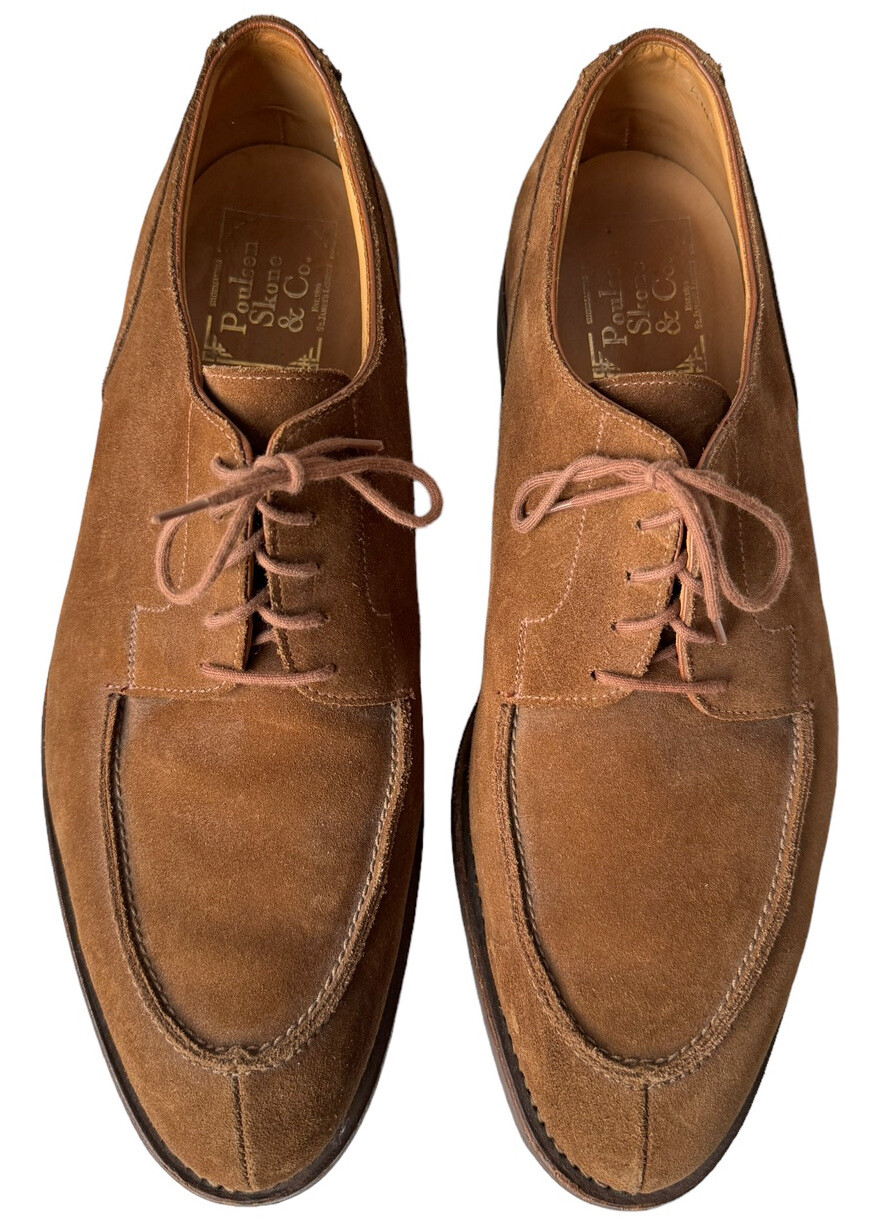 SAOLA Scarpe Dunhill Poulsen Skone and Co da uomo taglia 11 scamosciate derby marrone Goodyear Welt