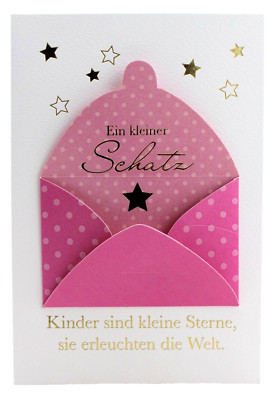 B&C Karte zur Geburt eines Mädchen mit Geldfach Glückwunschkarte Baby mit Spruch