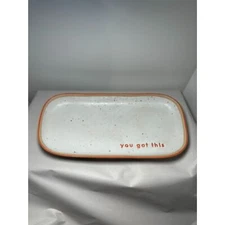 Crate & Barrel Stoneware Tray 10x5 trinket office jewelry inspirational