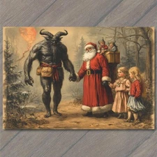 POSTCARD Krampus Christmas Strange Kids Weird Unusual Fun Santa Vintage Vibe