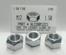 M12-1.50 HEX CONE TOP LOCK NUTS CLASS 10 STEEL ZINC PLATED D980V (5)