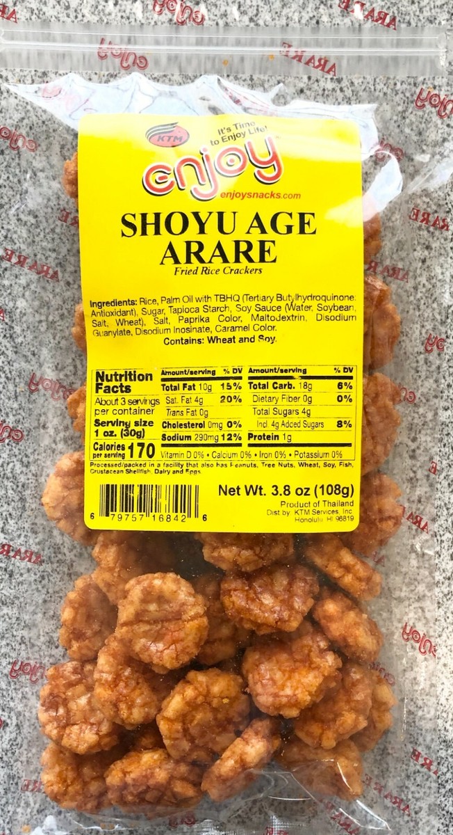 Enjoy Shoyu Age Arare 3.8 oz FRIED RICE CRACKERS (2 bags) | eBay