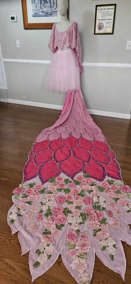 COSPLAY Disfraz Escalas Dragón Rosa Bata Cuentas a Mano Como En la Imagen  Foto 2 de 4