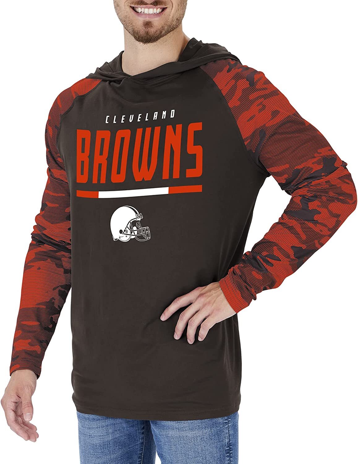 Мужская легкая толстовка с капюшоном Zubaz Cleveland Browns NFL с рукавами командного камуфляжа