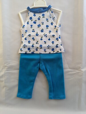 Crop Leggings & Sommer T-Shirt passt Our Generation D/Friend AG 18'' Puppen blau