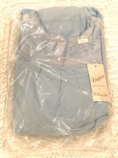 VTG NOS LADIES MAXI NIGHTGOWN BRUSHED TRICOT NYLON SOFT BLUE NEW L FLORAL LONG