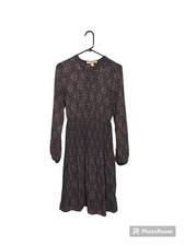 Forever 21 Contemporary Dress Boho Size Medium Blue Printed Career Sheer Office