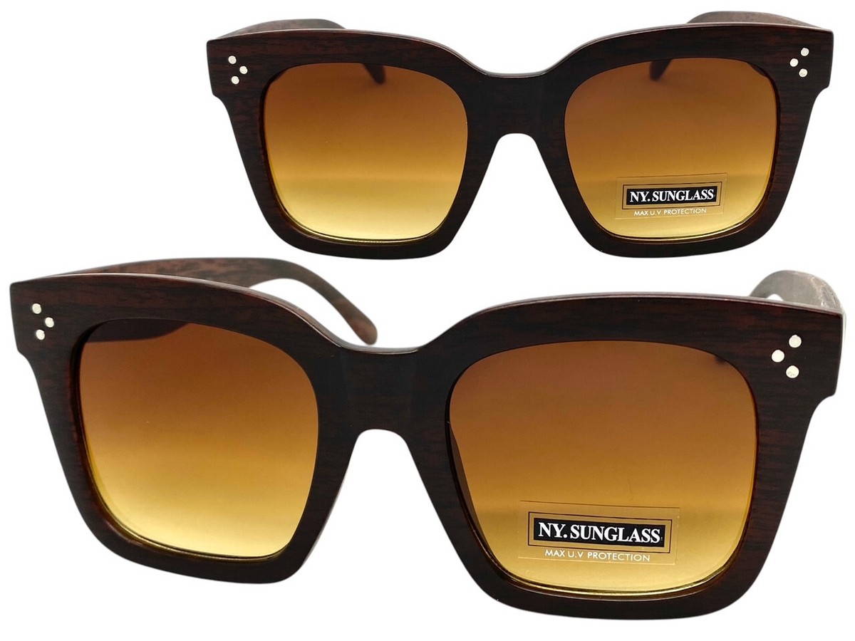 Retro Black Large Frame Sunglasses Square Wood Grain Glasses Sunglasses ANDWOOD Rectangle Sunglasses for Women Square Frames Trendy  main image 2