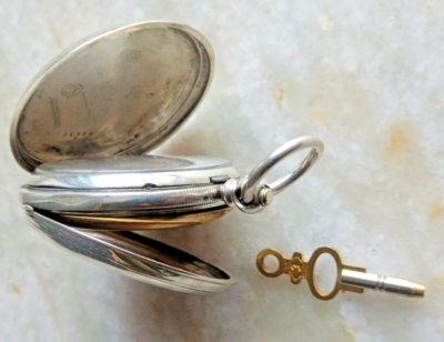 HUNTER COURVOISIER FRERES SILVER WINDING POCKET WATCH PORCELAIN