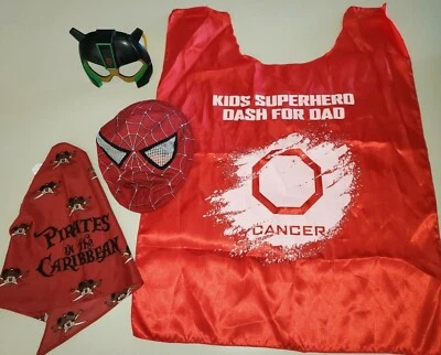 boys HERO DASH FOR DAD CAPE CANCER SPIDERMAN MASK GLASSES PIRATE MICKEY BANDANA - Image 1 of 2