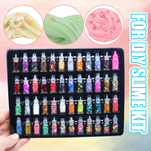 48Pcs Sequins/Glitter Filler Soft Slime Toys For Kids Children Mud DIY Kit UK - Afbeelding 1 van 7